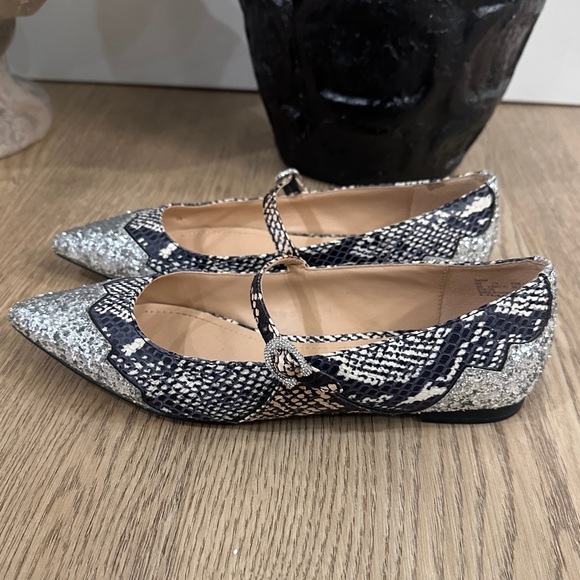 Coach x Tabitha Simmons Harriette Snakeskin and Glitter Ballet Flat - Picture 4 of 10